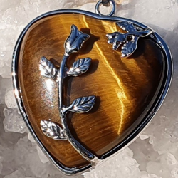 Pendentif COEUR OEIL DE TIGRE