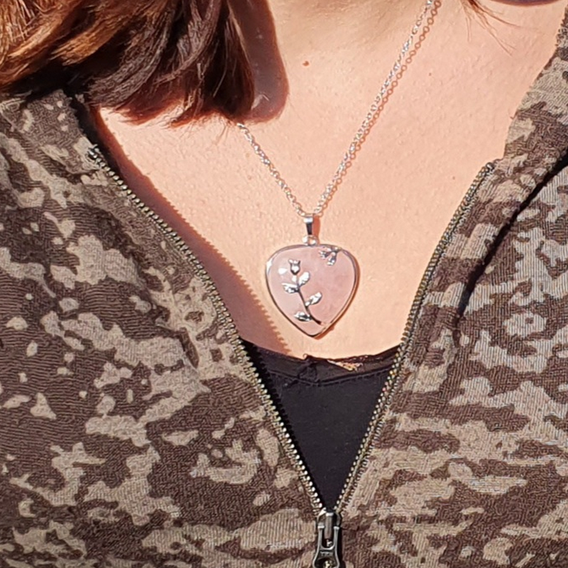 Pendentif Quartz Rose Cœur |Fournisseur Pierre Naturelle Semi-Percée